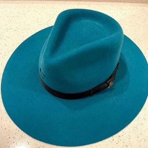 Charlie 1 Horse Highway hat teal wool felt cowboy women’s hat brim size medium